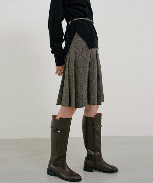 check pleats skirt-brown