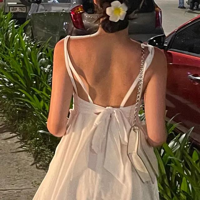 당일발송) 여름 백리스 리본 스퀘어넥 포켓 민소매 미니 원피스 페스티벌 홀리데이 휴가룩