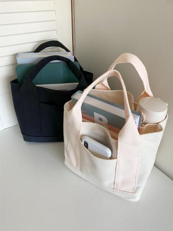 이런 상품 어때요? 스퀘어 포켓 텀블러 캔버스 미니 버킷 토트 에코백 2col