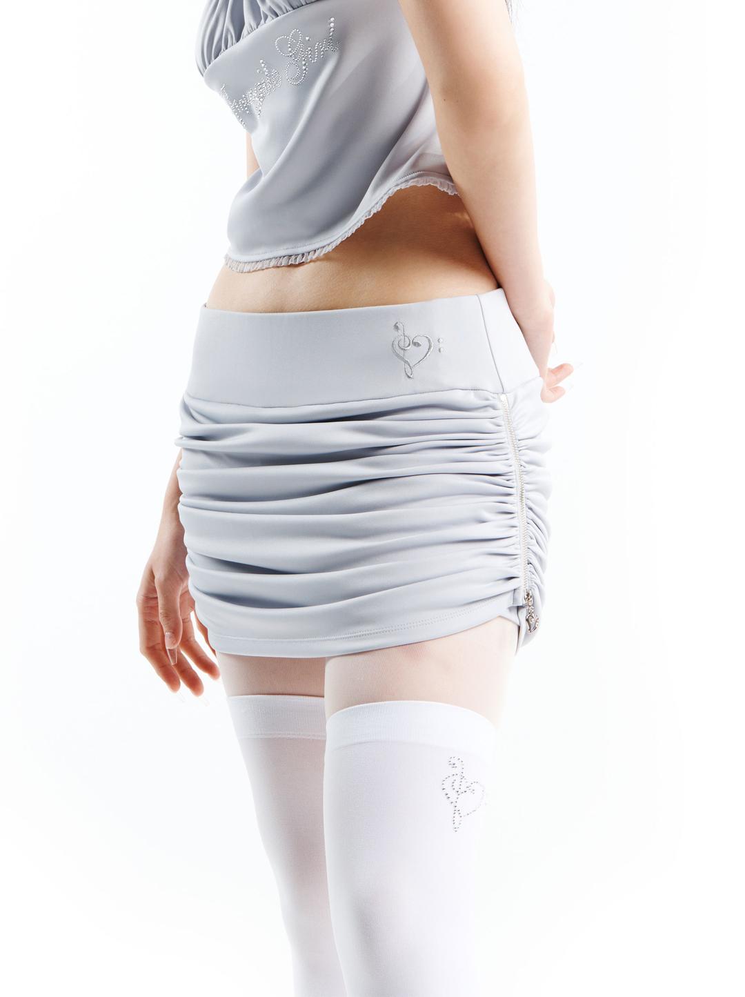 HEART ZIP MINI SKIRT_LIGHT GREY