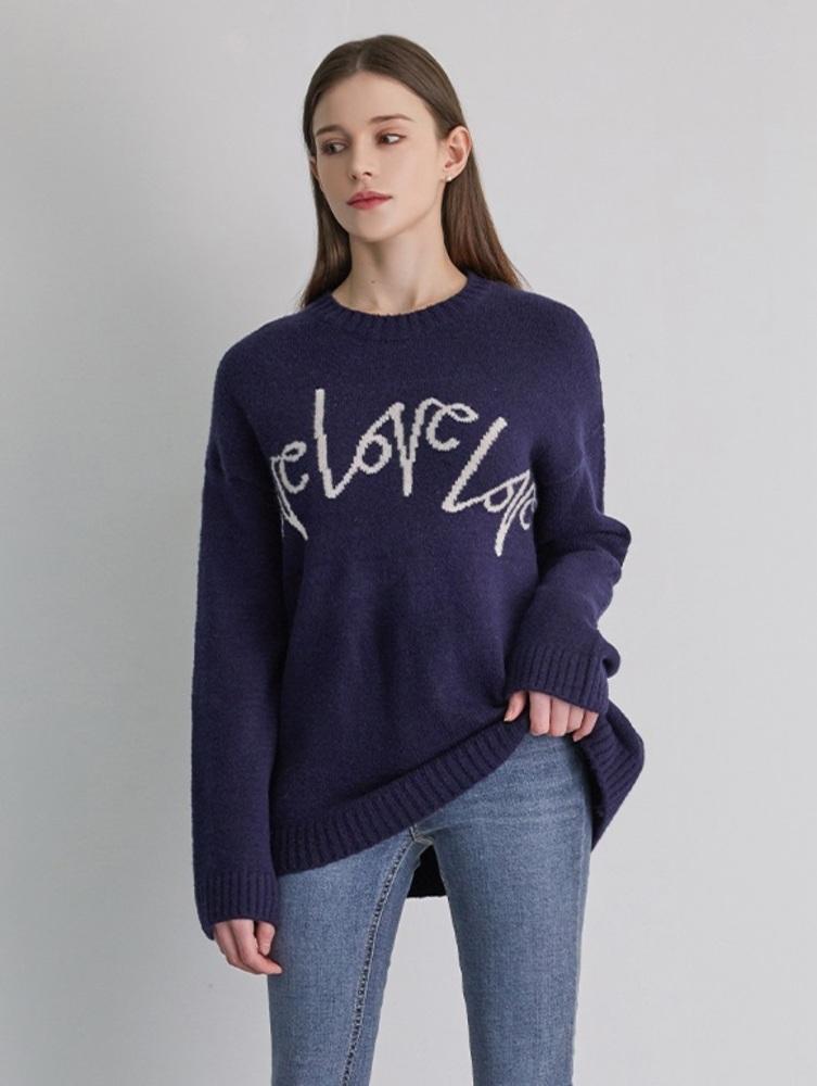 [15% 쿠폰]라운드넥 레터링 스웨터(VXCLKE9)