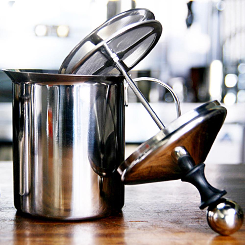 수동 우유거품기 400ml 스텐 이중망 바리스타 밀크포머 스티머 라떼아트 스팀기