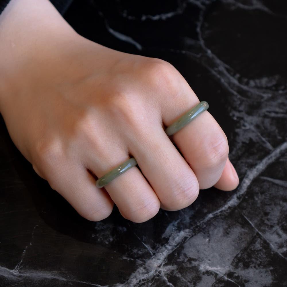 춘천옥 옥반지 슬림한 그린 제이드 KJ05