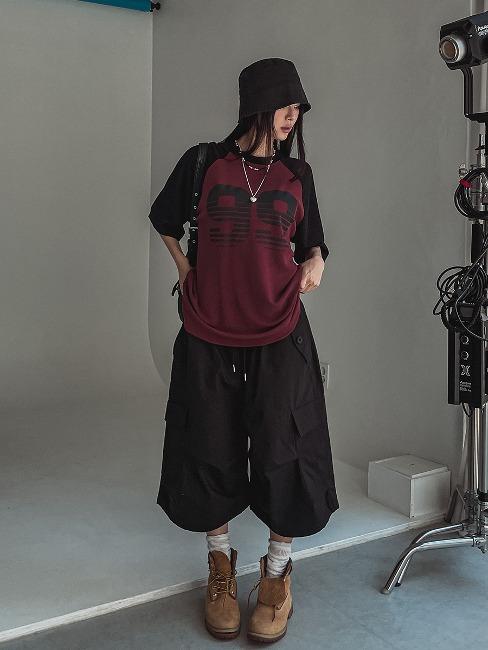 Bulky Pintuck Cargo Bermuda Pants