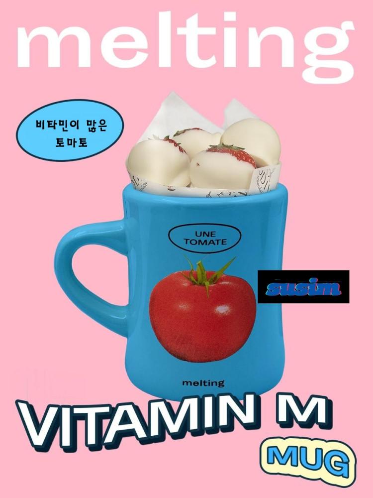 수심 Blue Retro Mug 블루 토마토 머그 레트로 유니크 컵 잔 힙한 감성