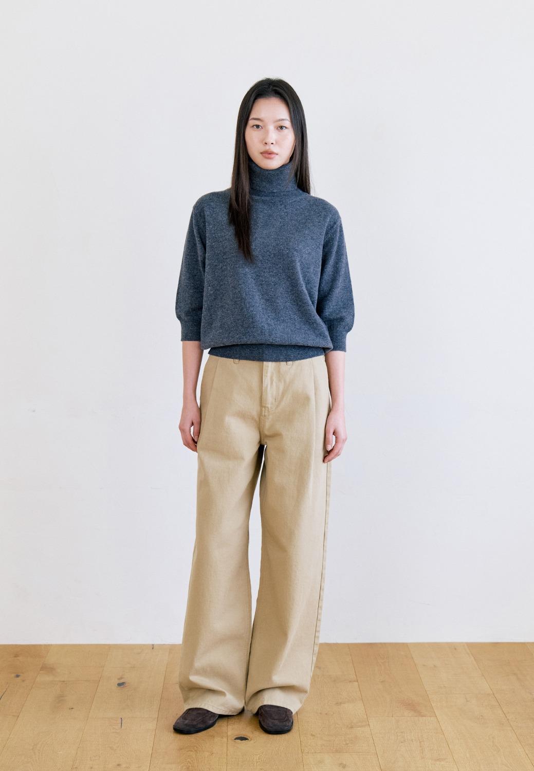 NOTIA - 7S ONE TUCK DENIM PANTS - BEIGE