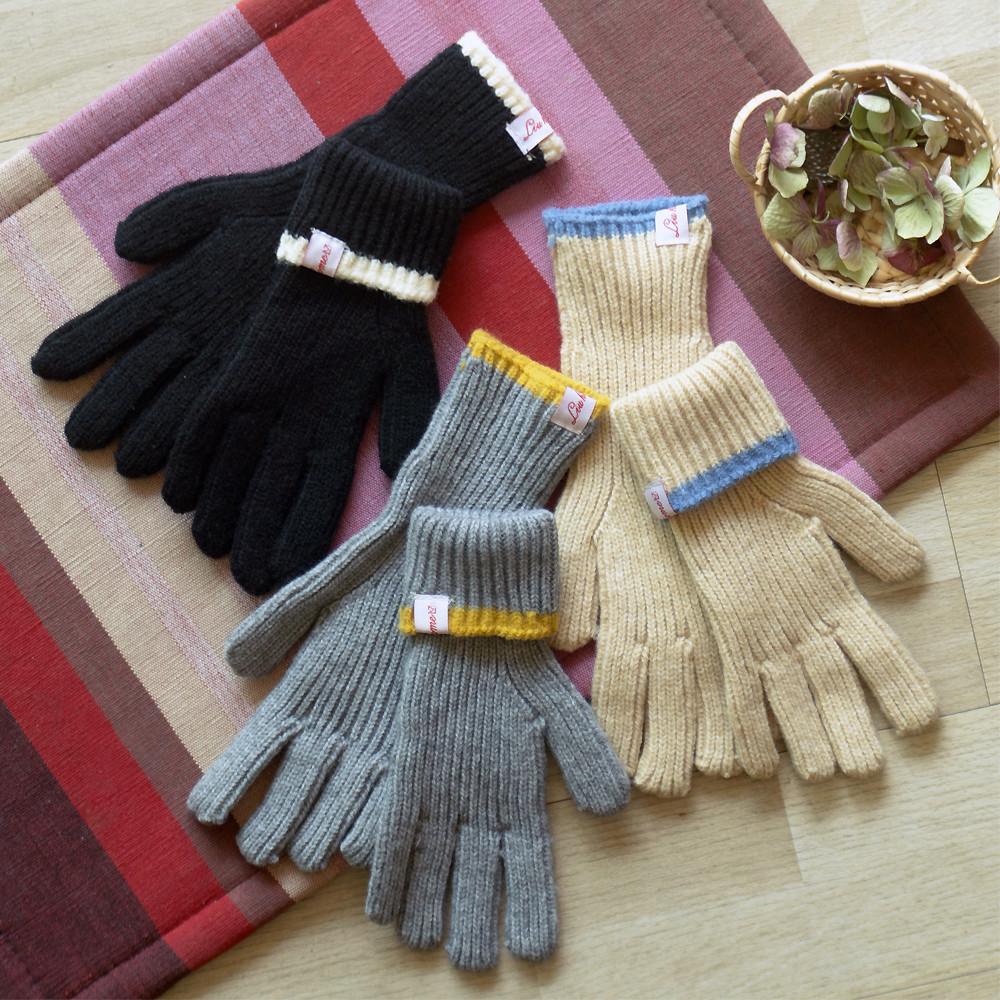 핑거홀 여성 니트 장갑 스마트 폰 지문 터치 장갑 손가락 구멍 배색 롱 겨울