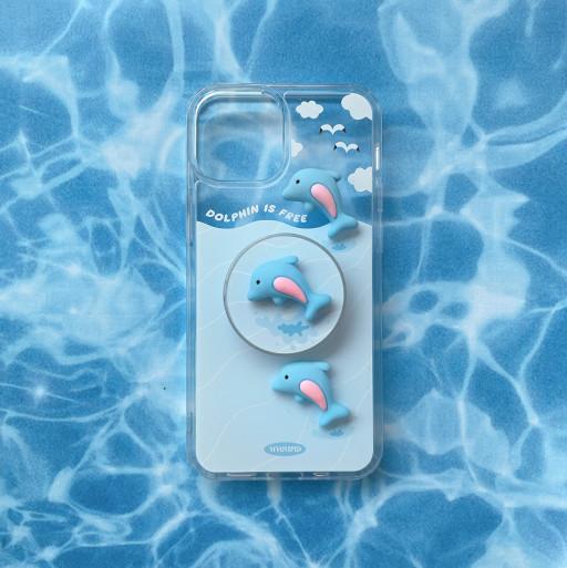[Z플립5 폴드5] 입체 돌고래 폰케이스 그립톡 세트