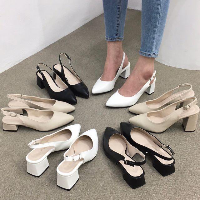 [당일배송 국산수제] 3cm,5cm,6cm,8cm 스틸레토 통굽 슬링백힐