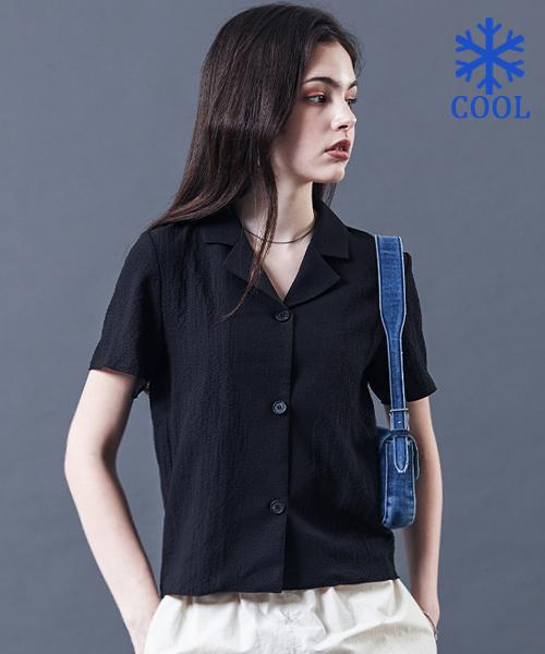 시티팝즈 [CP] 여름 쿨링 바스락 미디 반팔 셔츠 [BLACK]