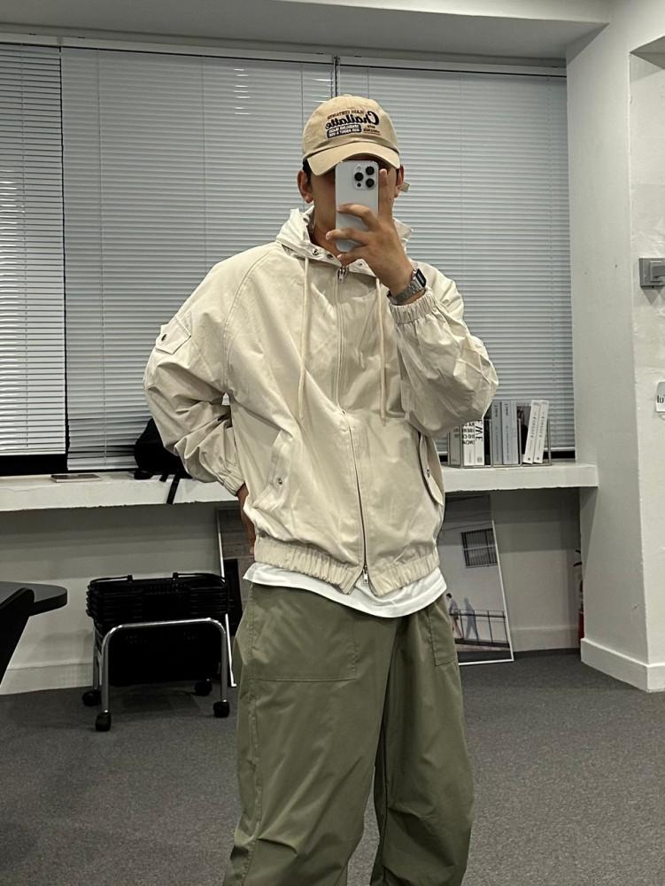 남자 로드 오버핏 크롭 후드 자켓