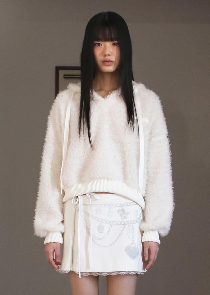 FLUFFY CLOUD HOOD T-SHIRT IVORY