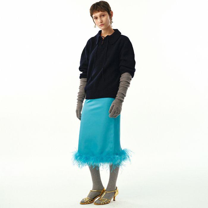 Ostrich Hair Skirt / Turkish Blue