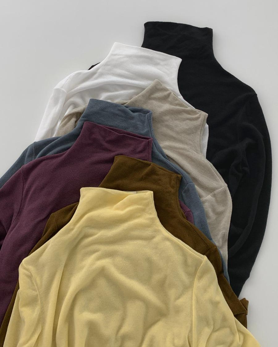 울 텐셀 블렌드 폴라 넥 티셔츠