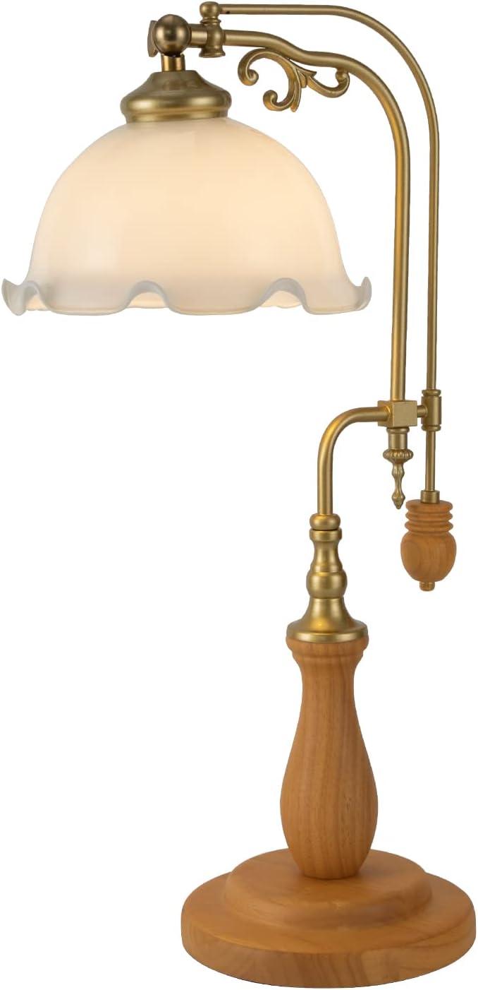 Eapmic Modern Bedside Lamp Stained Glass Flower Table Reading Lamps Nightstand Desk Lights, One-Light, 22 inches Tall for Bedroom, Living Room, Office, Dresser (Style 3, White and Wood)