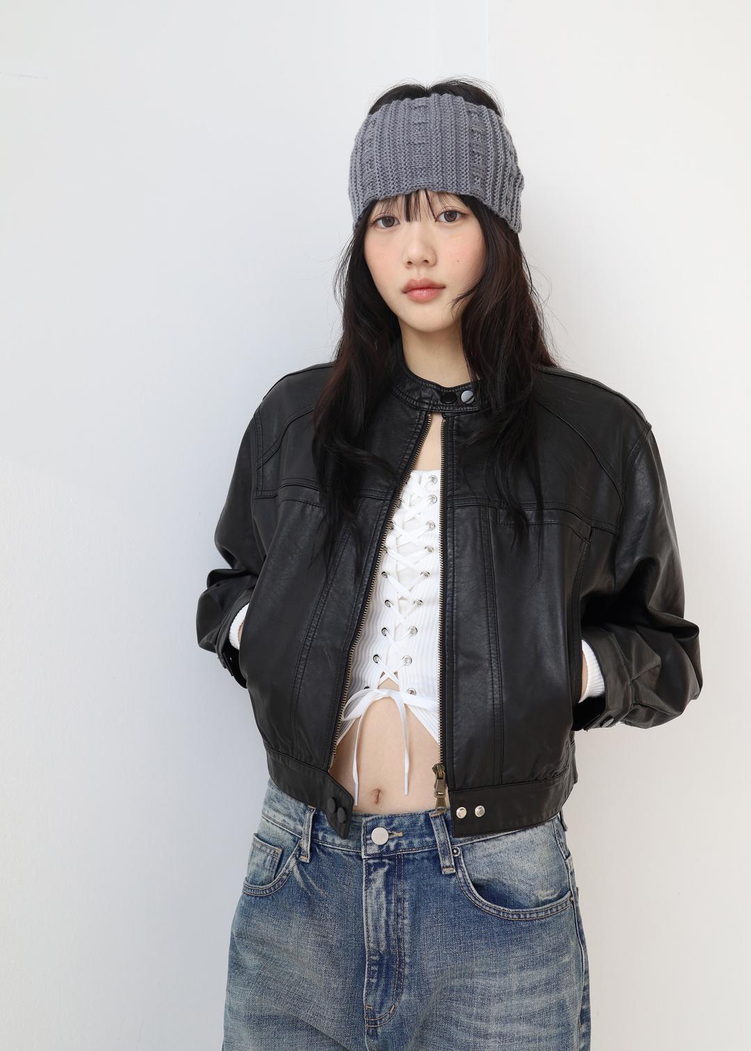 kuro leather blouson (black)
