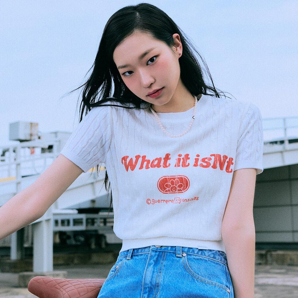 WM`S WT 케이블 반팔 니트 아이보리