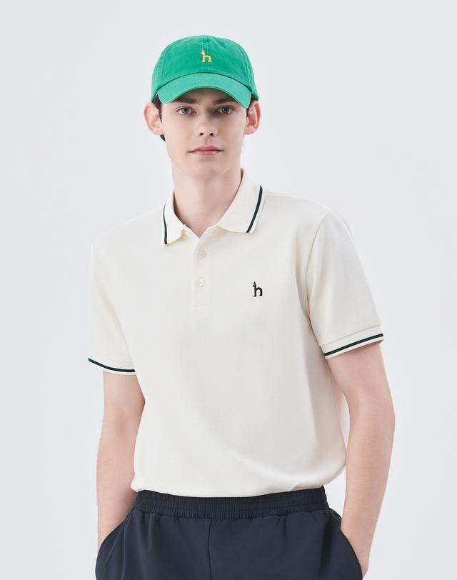 오프화이트 티핑 배색 카라 티셔츠