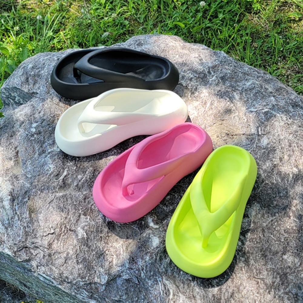 설렘하우스 키높이쪼리 커플쪼리 푹신한 통굽 플립플랍