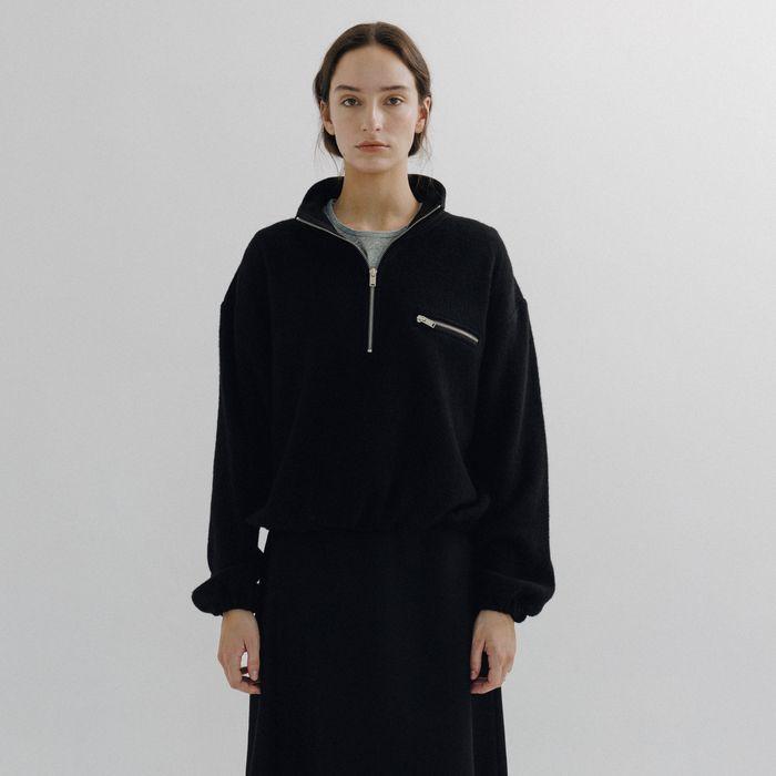 Wool haif zip-up (Black)