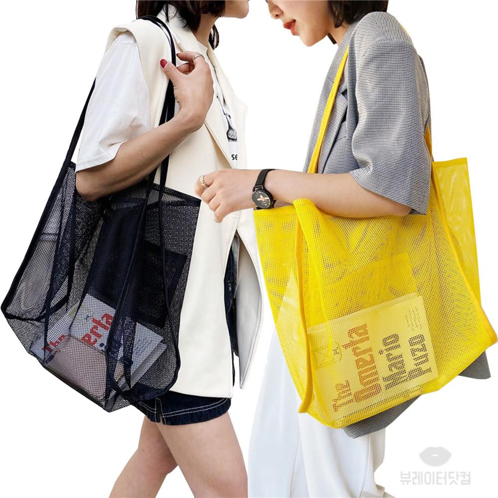 뷰레이터닷컴 미라클 메쉬 숄더백 비치백 망사가방 해변 물놀이