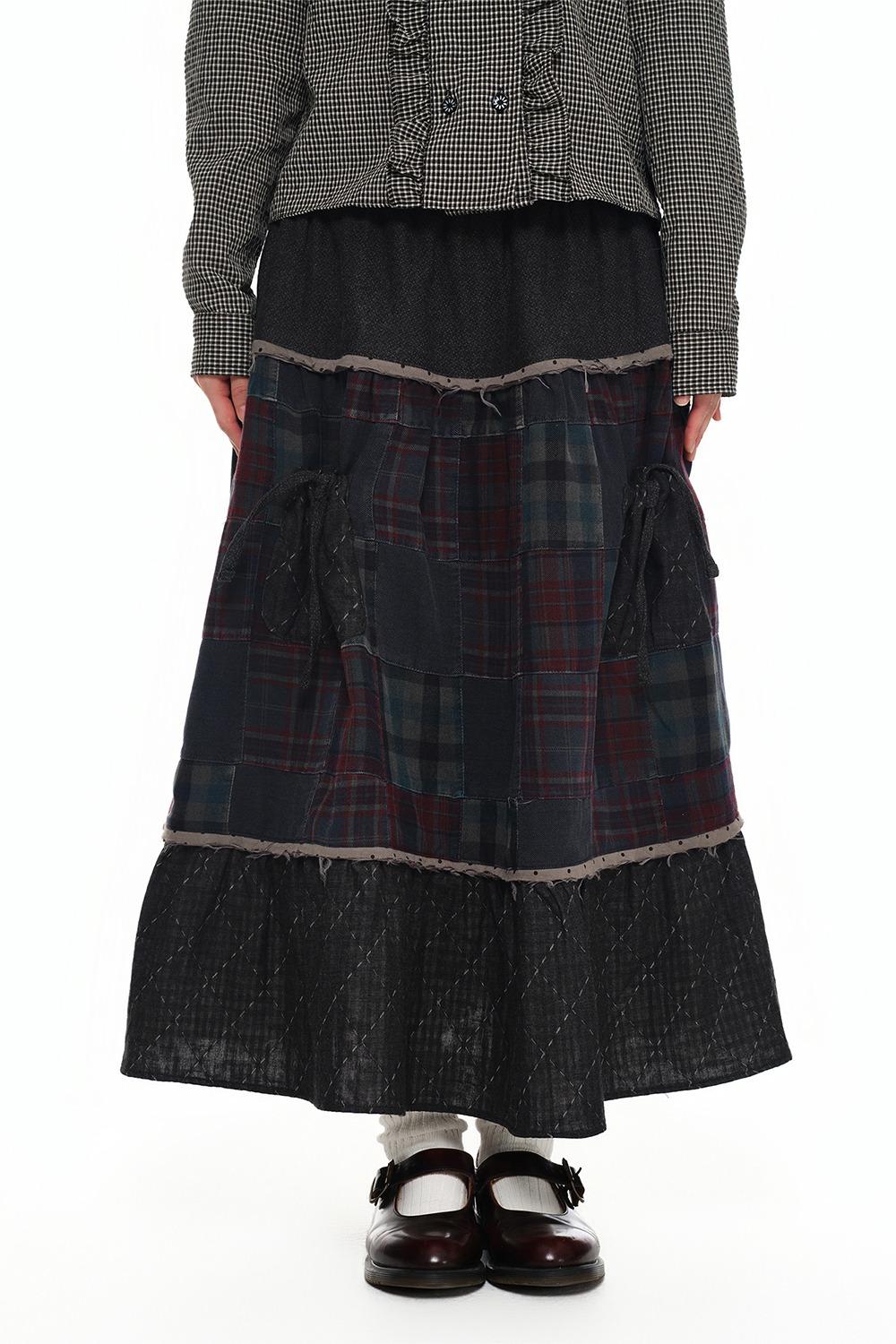 Washed Patchwork Skirt_10.10예약배송