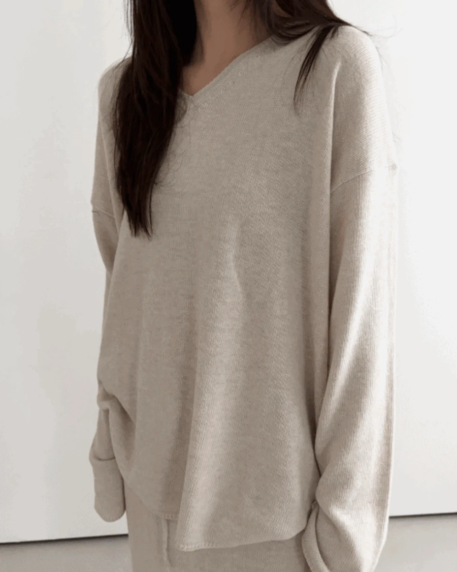 [오트밀 당일출고] [LTC 단독] 쉐이드 브이넥 니트 (3c)