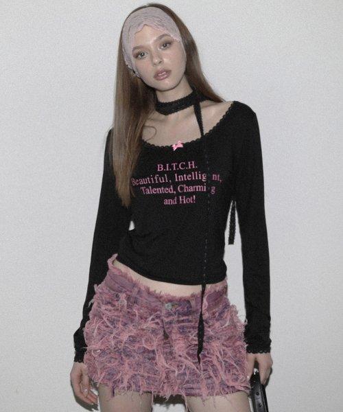 Charming & Hot 롱슬리브 루즈핏 - 블랙