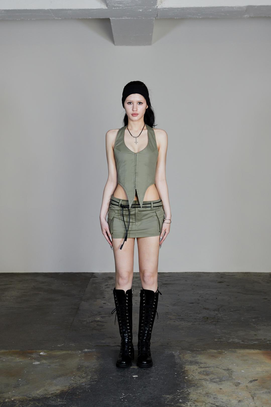 NILLER CORSET VEST, KAHKI