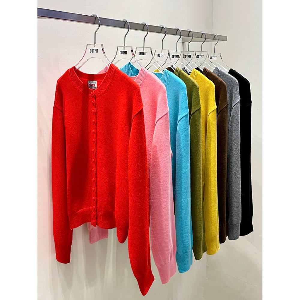 (밤,회,검 당일) Outfit 아웃핏 캐시미어 울 콩단추 라운드넥 니트 가디건 (8colors)