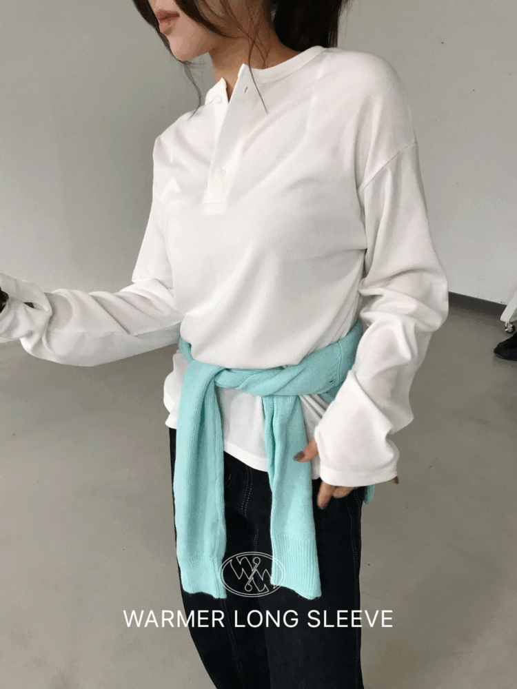 [겨울루즈핏기본티/유니섹스] 기본 워머 3버튼 헨리넥 롱 슬리브 (4color)