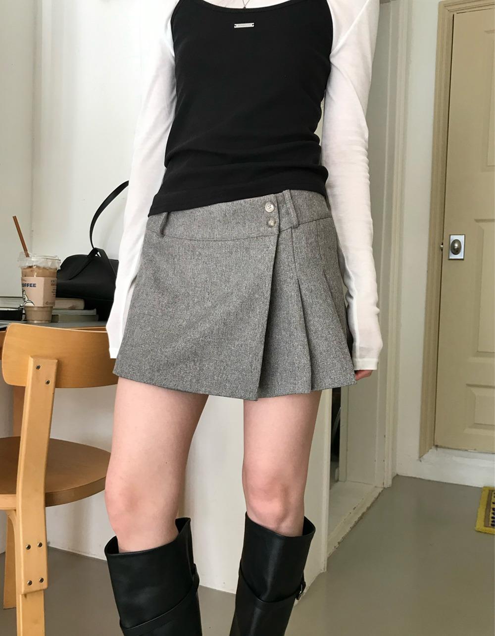 오브나인 [블랙 당일]런던 플리츠 랩 PANTS