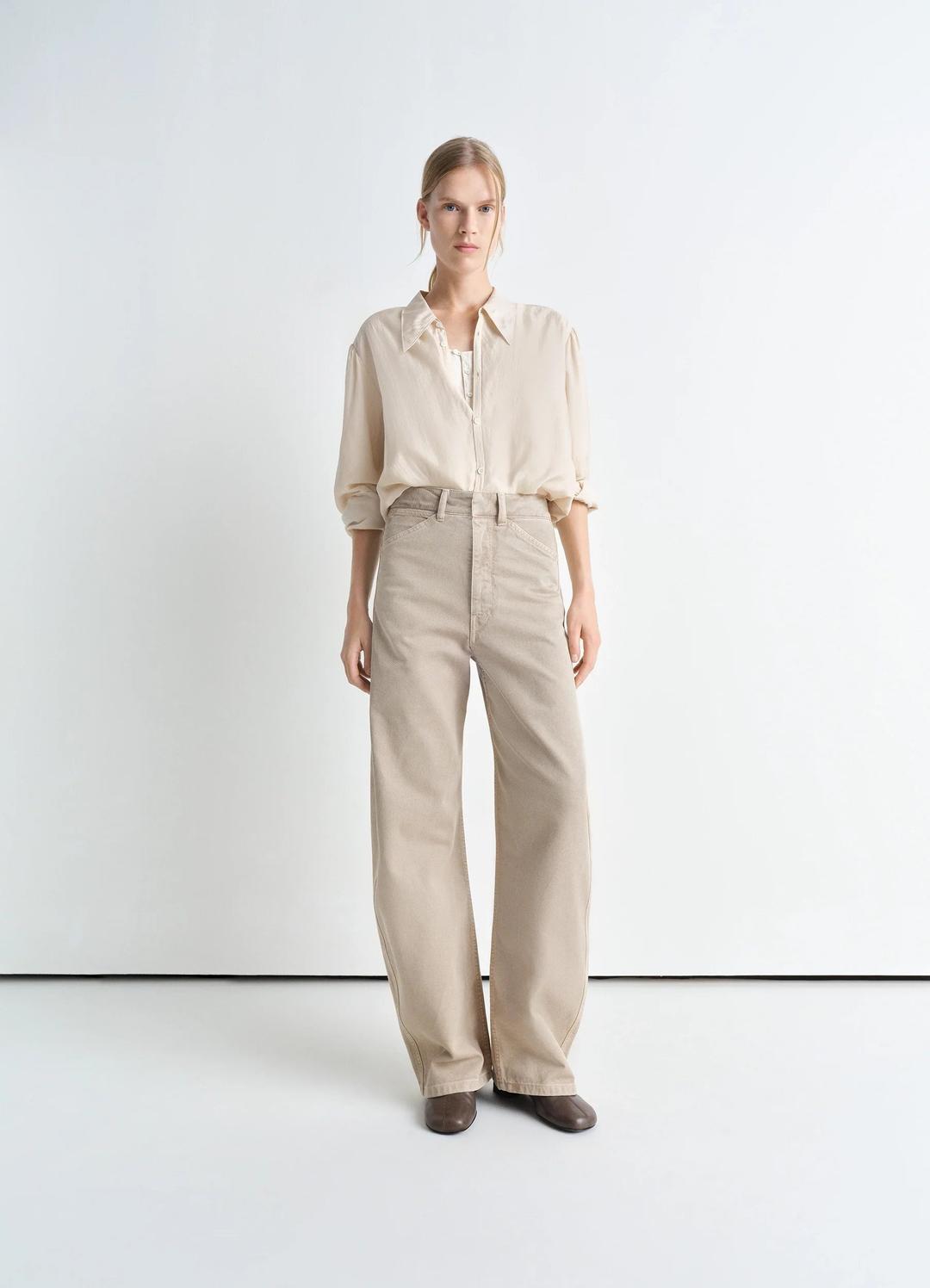 HIGH WAISTED CURVED PANTS - 34