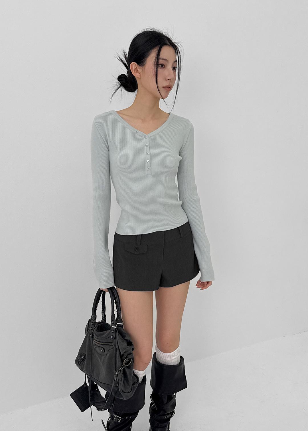 블랙업 [💚봄신상/MADE] 룹시 골지 헨리넥 니트