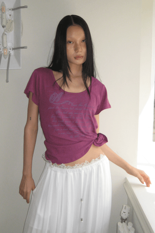페일 프린티드 탑 VIOLET