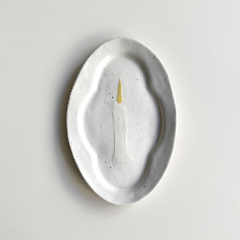 [요일] 타원 클로버 접시 - 촛불
