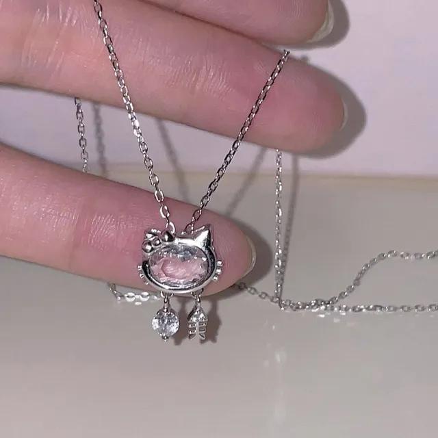 🎀당일/키티핀증정/선물포장🎀키티 블링 물고기 피쉬 얼굴 큐빅 목걸이 925 실버