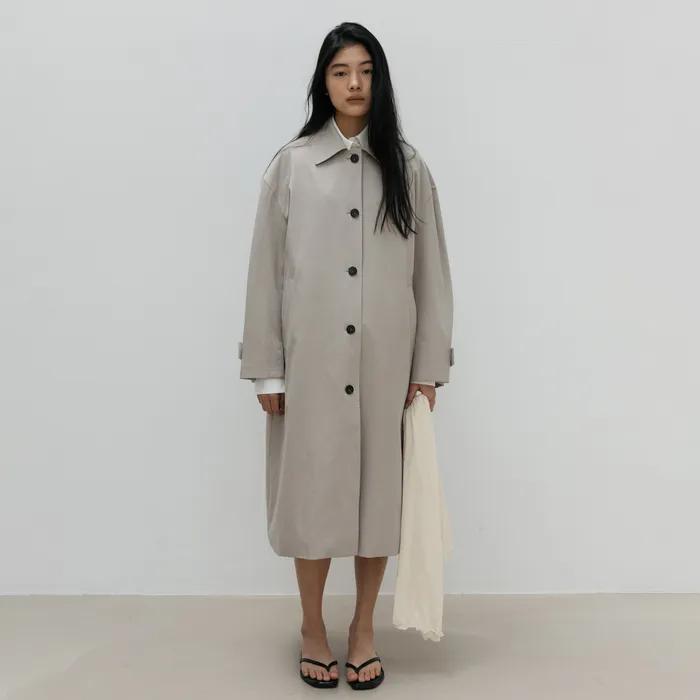 Classic Single Trench Coat (Beige)
