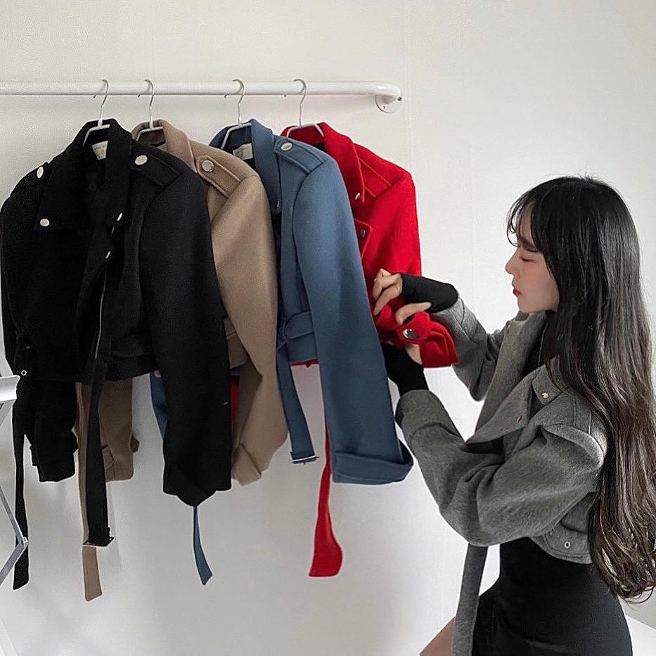 [ 국내 / 울 누빔 ]  핏트 울 누빔 안감 크롭 라이더 자켓 5color