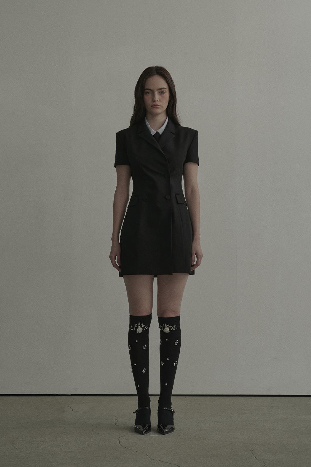 [3월 14일 예약발송] Jenn Half Sleeve Suit Jacket Dress-Black