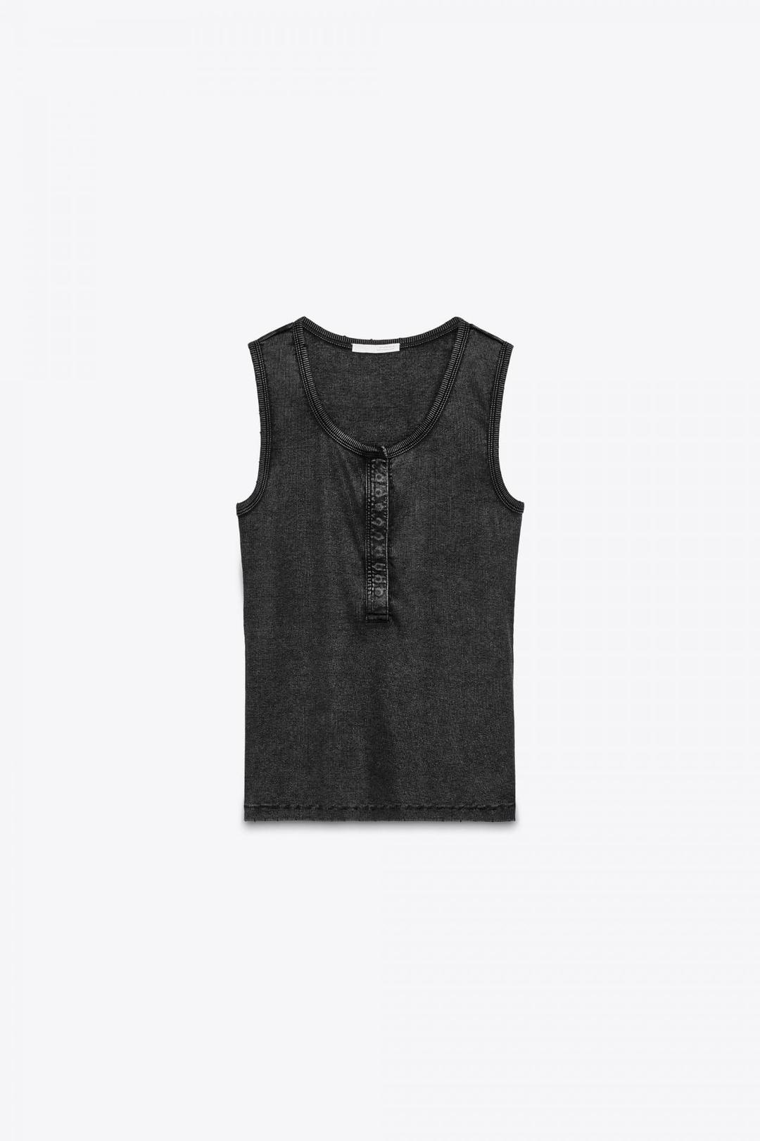 스페인샵 자라 워시드 리브드 탑 3253/338 BLACK