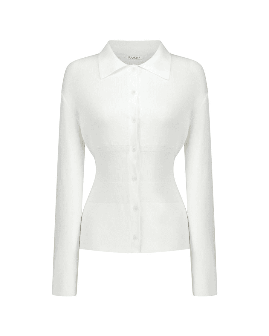 25AW WAIST RIBBED SHIRTS CARDIGAN IN CASHMERE MIXED COTTON (2 COLORS)