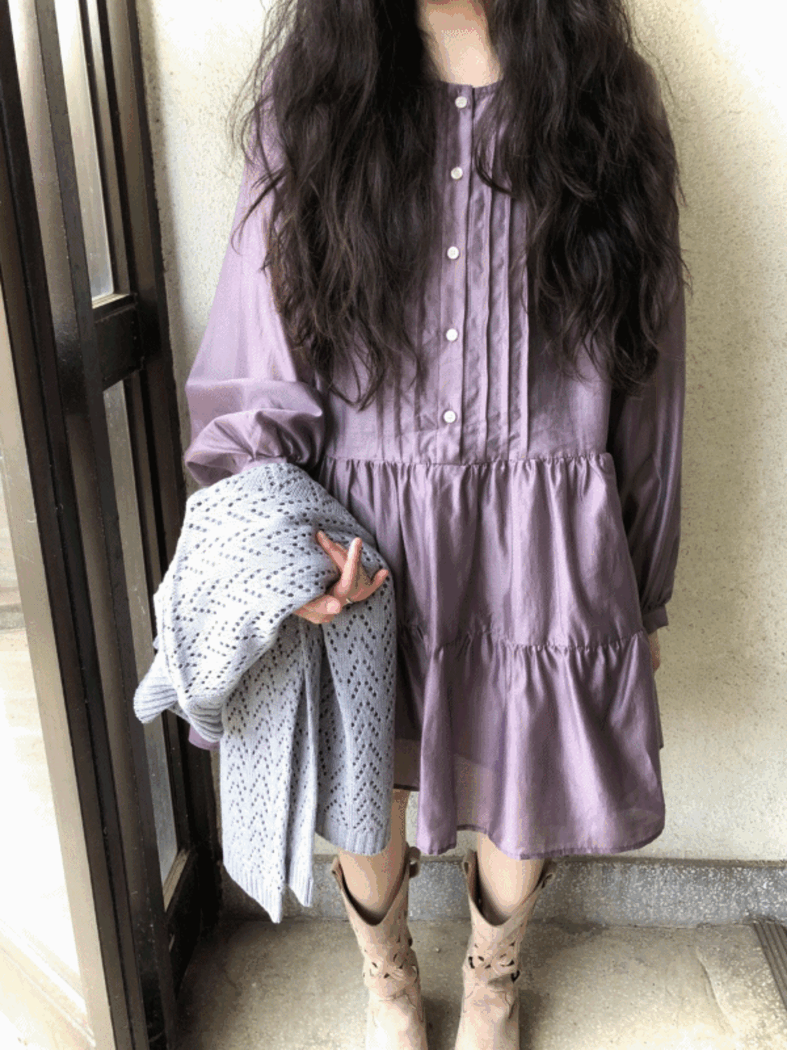 lavender flower light dress (2color) / 라벤더 플라워 라이트 원피스