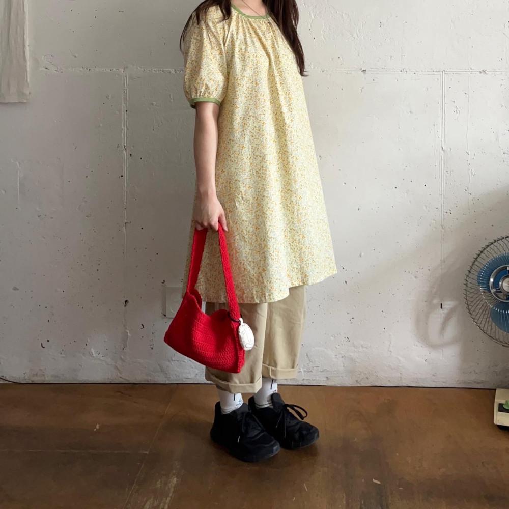 수선화양장점 라일락 셔링 원피스