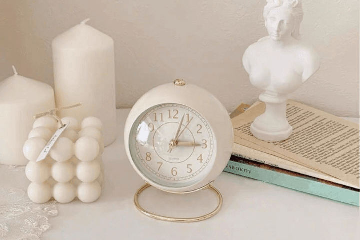 빈티지 레트로 파스텔 무소음 탁상 시계 아날로그 인테리어 알람시계 4colors