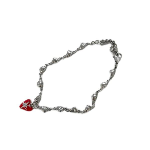 [viviflo] heart chain bracelet_red / 하트체인 팔찌_레드