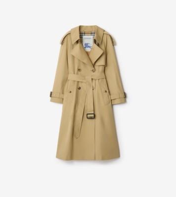 롱 개버딘 피츠로비아 트렌치코트 (베이지) - 여성, 면 개버딘 | 공식 Burberry®