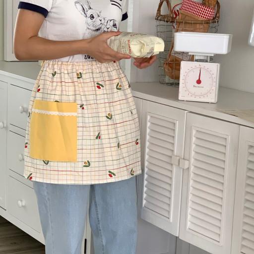 💐체크 튤립 허리 앞치마 (3color)