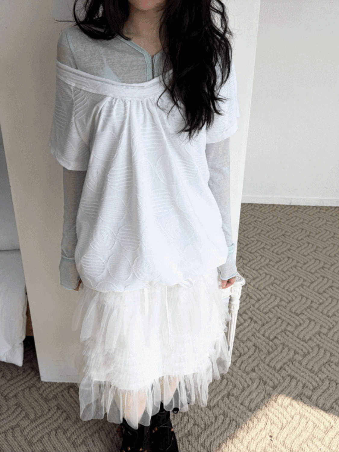 내추럴 도트 루즈 탑 (2c)