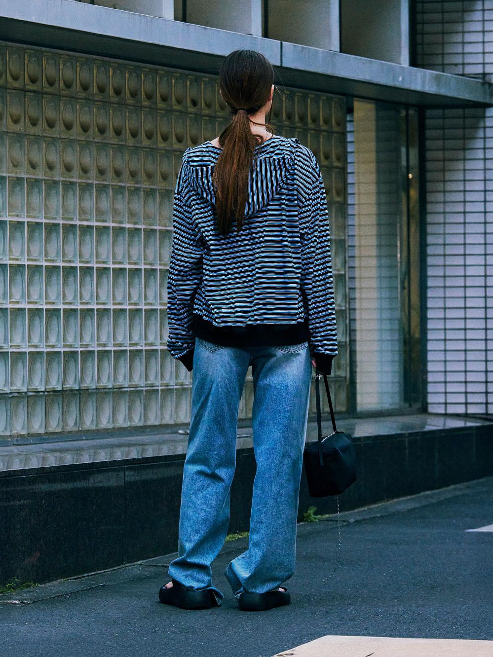 Lc STRIPED ZIP-UP HOODIE_BLACK STRIPE